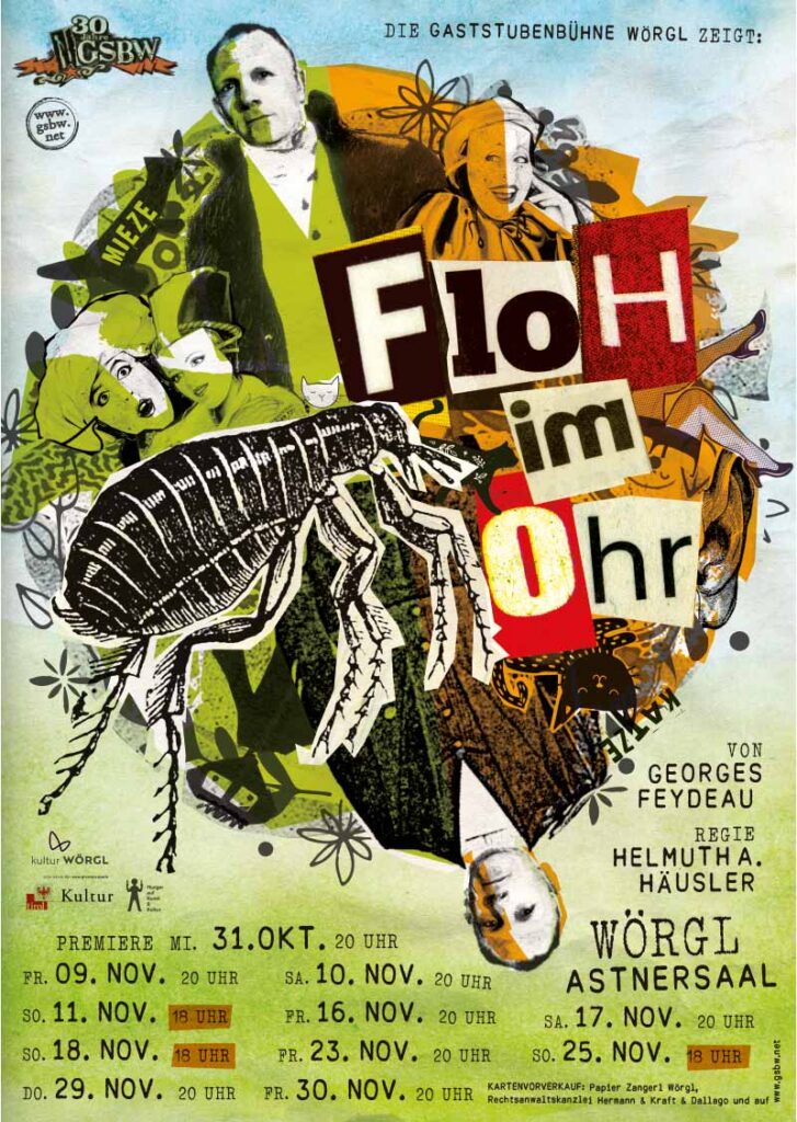 Plakat zu „Floh im Ohr“ (2018), Gaststubenbühne Wörgl