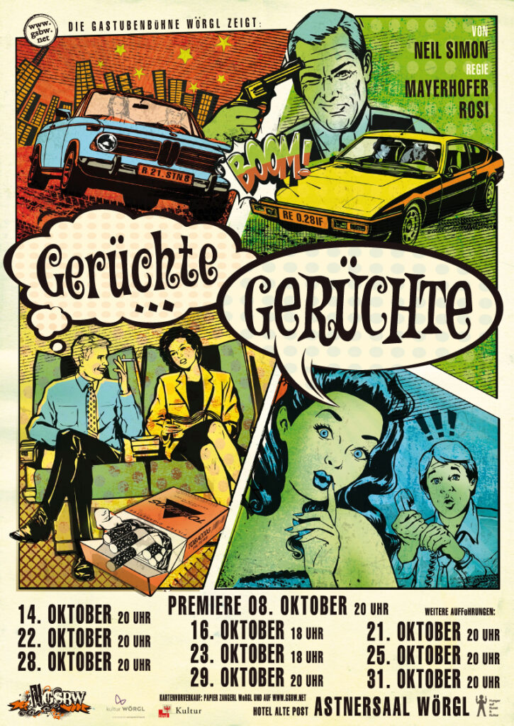 Plakat zu „Gerüchte ... Gerüchte ...“ (2016), Gaststubenbühne Wörgl