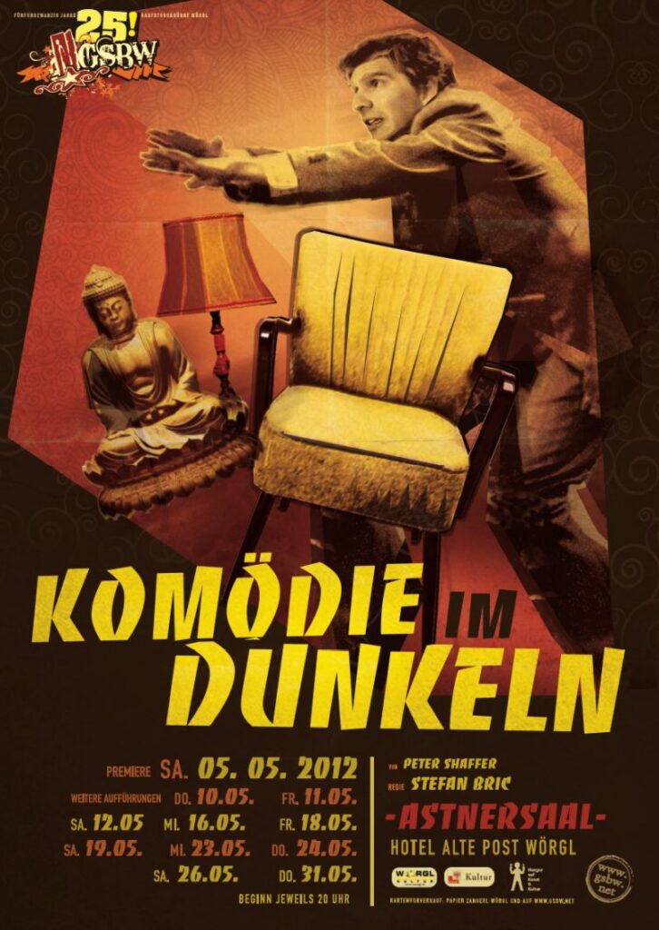 Plakat zu „Komödie im Dunkeln“ (2012), Gaststubenbühne Wörgl
